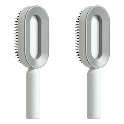 Self-Cleaning Hair Brush – Anti-Static Scalp Massage Comb with One-Key Hair Removal, Detangling Airbag Brush for Women