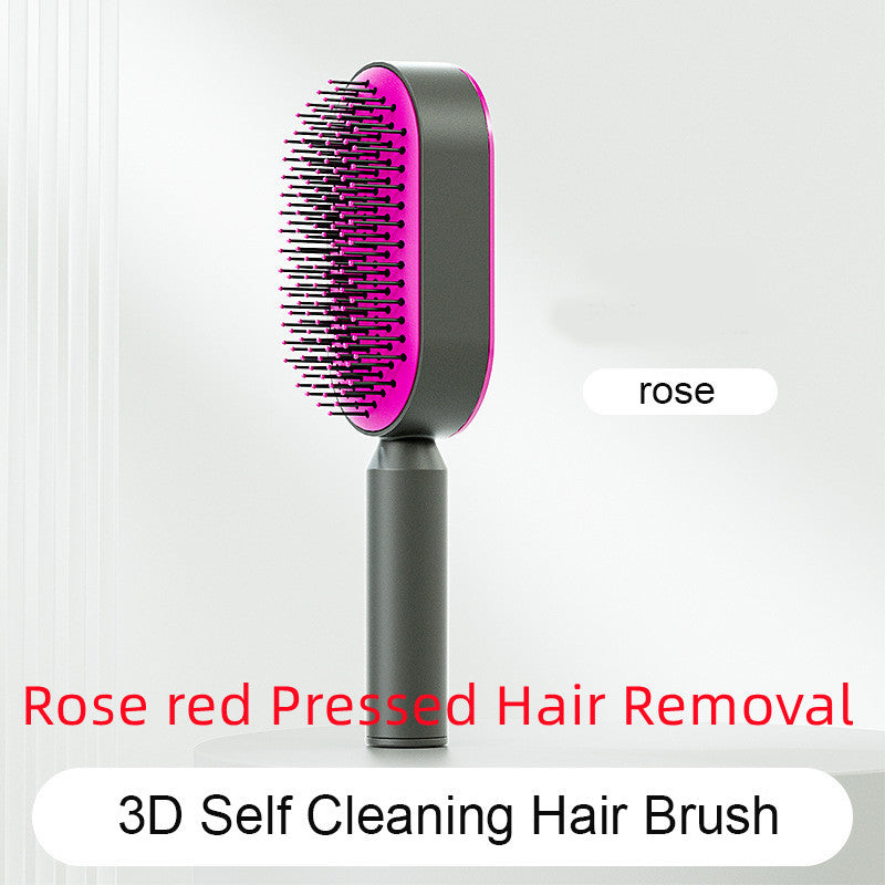 Self-Cleaning Hair Brush – Anti-Static Scalp Massage Comb with One-Key Hair Removal, Detangling Airbag Brush for Women