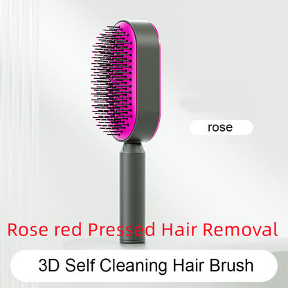 Self-Cleaning Hair Brush – Anti-Static Scalp Massage Comb with One-Key Hair Removal, Detangling Airbag Brush for Women