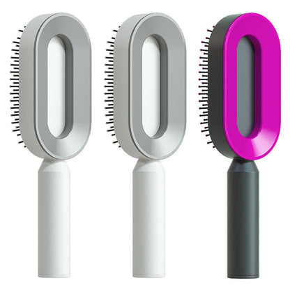 Self-Cleaning Hair Brush – Anti-Static Scalp Massage Comb with One-Key Hair Removal, Detangling Airbag Brush for Women