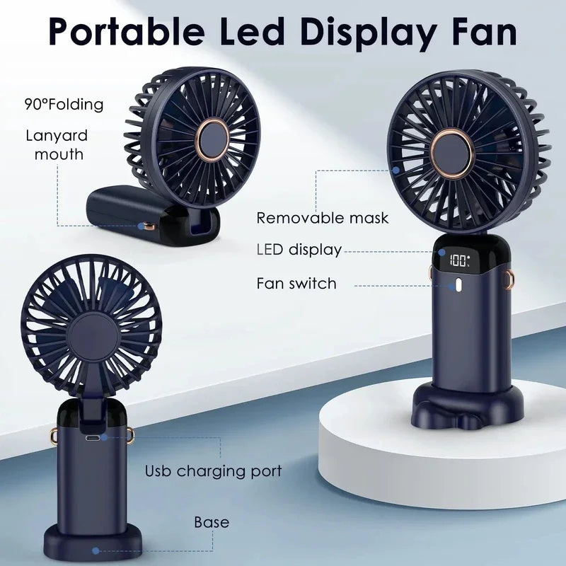 5-Speed USB Rechargeable Neck Fan – Foldable, Hands-Free & Powerful Mini Air Cooler for Outdoors